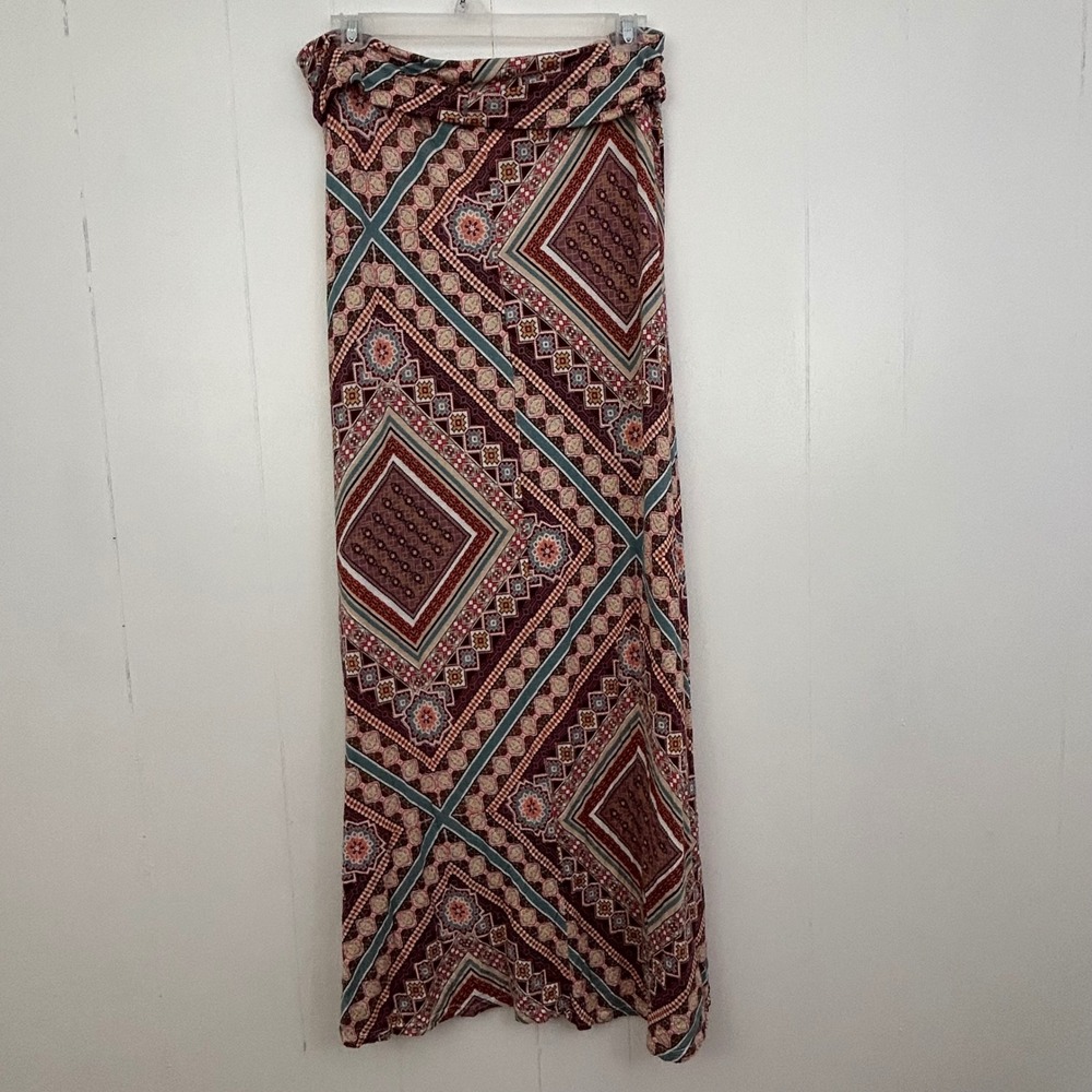 American Rag Cie Womens Geometric Diamond Print Maxi Skirt Boho Multicolor Large - Picture 2 of 8